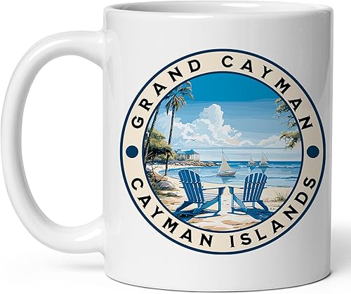 Taza de cerámica de las Islas Caimán del Gran Caimán para mujeres y hombres, taza de café con asa, bonita taza blanca tamaño de taza 11 oz