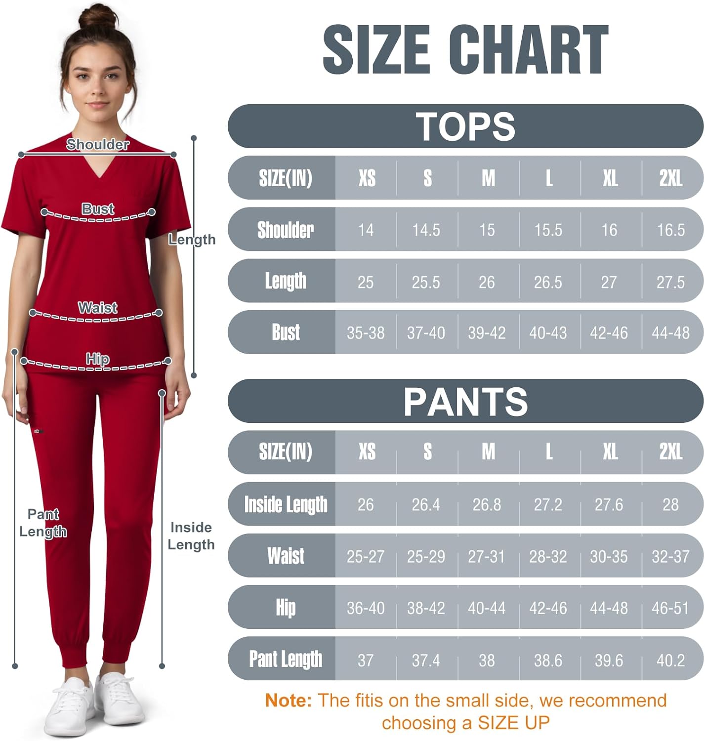 Scrubs for Women V-Neck Set, Thickened 4-Way Stretch Scrub Top & Jogger Pants with Utility Pockets - Image 2