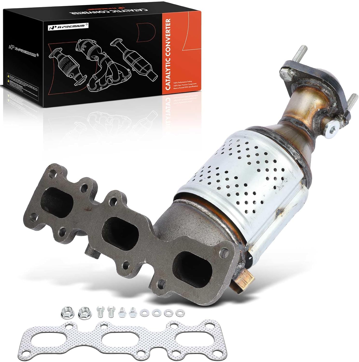 A-Premium Front Right Exhaust Manifold Catalytic Converter with Gasket Kit Direct-Fit Compatible with Ford Explorer, Edge, Taurus, Flex & Lincoln Continental, MKS, MKT, 3.5L 3.7L, E.P.A. Compliant