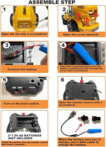 Miniatura 5 de Excavadora Rc funcional de 5 canales, vehículos de construcción a control remoto con luces, excavadora de control remoto para niños de 4 a 7 años,