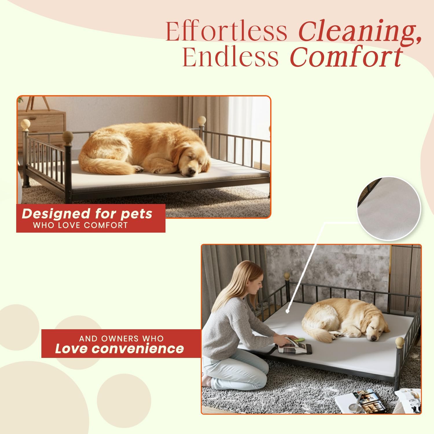 XL Dog Bed – Fade-Resistant, Comfortable & Durable Pet Mattress – 49” x 31.5” x 14.5” – Ideal for All Breeds – Black Square Shape