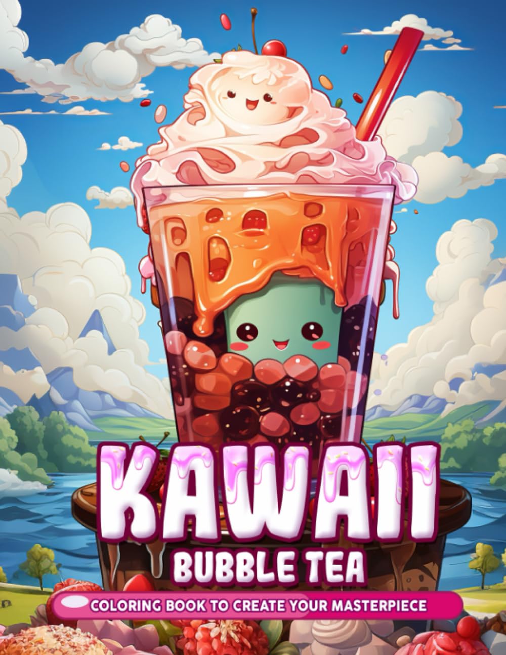 Kawaii Bubble Tea Coloring Book: Cute Coloring Book With Adorable Illustrations of Bubble Tea Delights and Cute Animals, Chibi Coloring Pages for Stress Relief and Relaxation