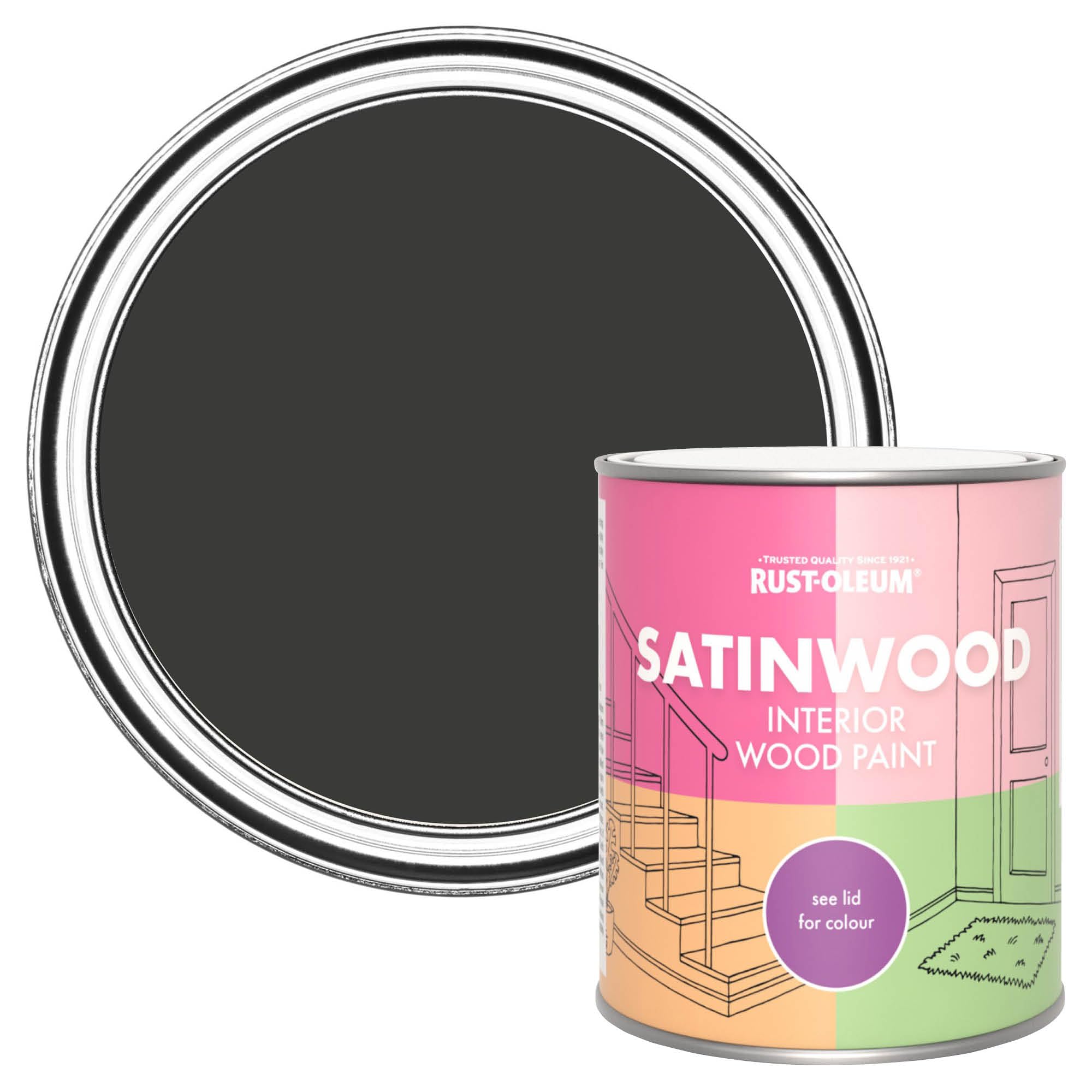 Rust-Oleum Dark Magic Black Satinwood Interior Wood Paint - 750Ml