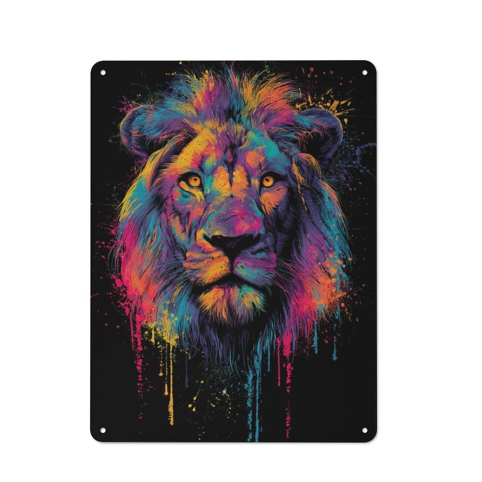Junmoney Vibrant Lion Art Printed Metal Sign 40X30cm For Living Room Or Hallway, Suited To Hallway Decor Fans