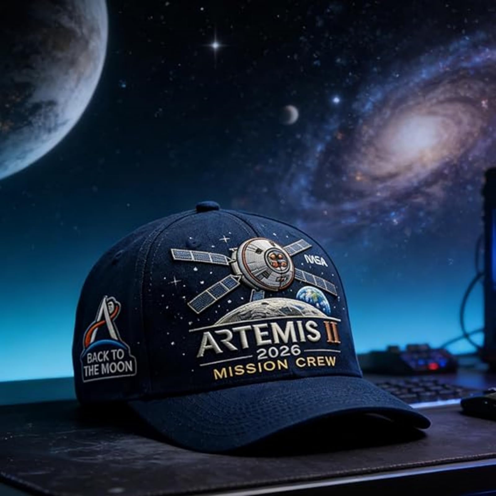 Artemis II Lunar Mission Commemorative Cap, Adjustable Embroidered Baseball Hat for Men & Women, NASA Space Gear — view 7