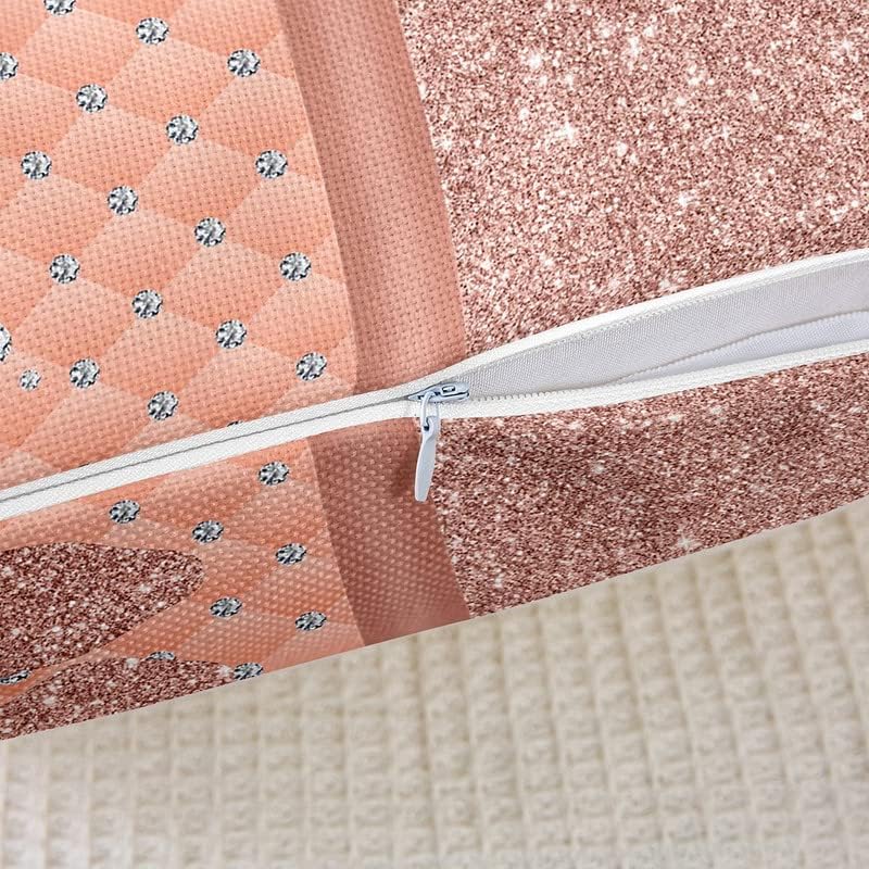 Miniatura 5 de Juego de 2 fundas de almohada reversibles con purpurina (sin purpurina sin lentejuelas), fundas de almohada cuadradas de color champán pastel para