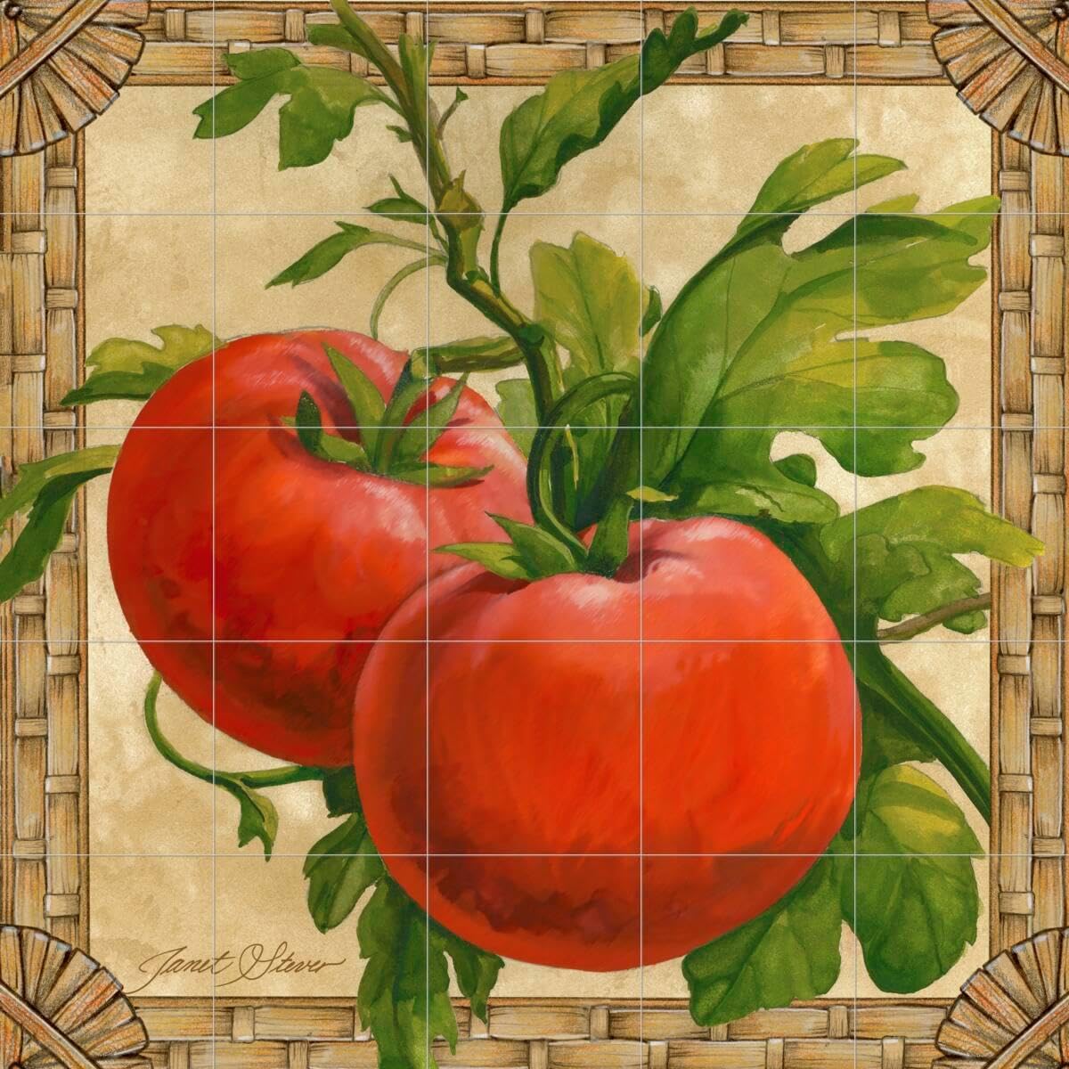 Ceramic Backsplash Tile Mural Fruit Vegetable Food Kitchen/Bathroom - Tomatoes - Janet Stever
