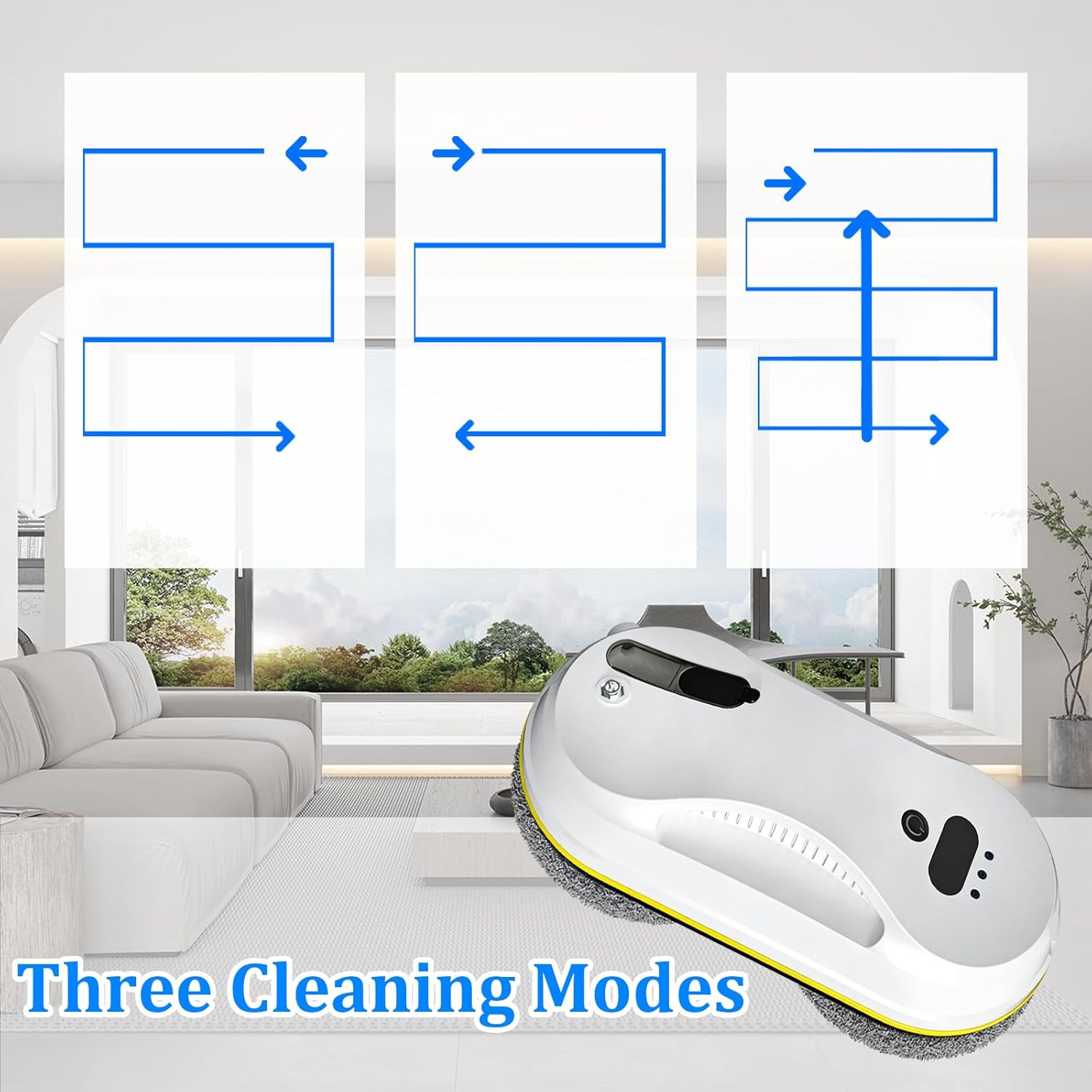 Window Cleaner Robot with Ultrasonic 5600PA Auto Water Glass Cleaning Automatic Smart Robot Cleaner,Window Vacuum Cleaner with Control Windows/Tiles/Class Door Indoor Outdoor