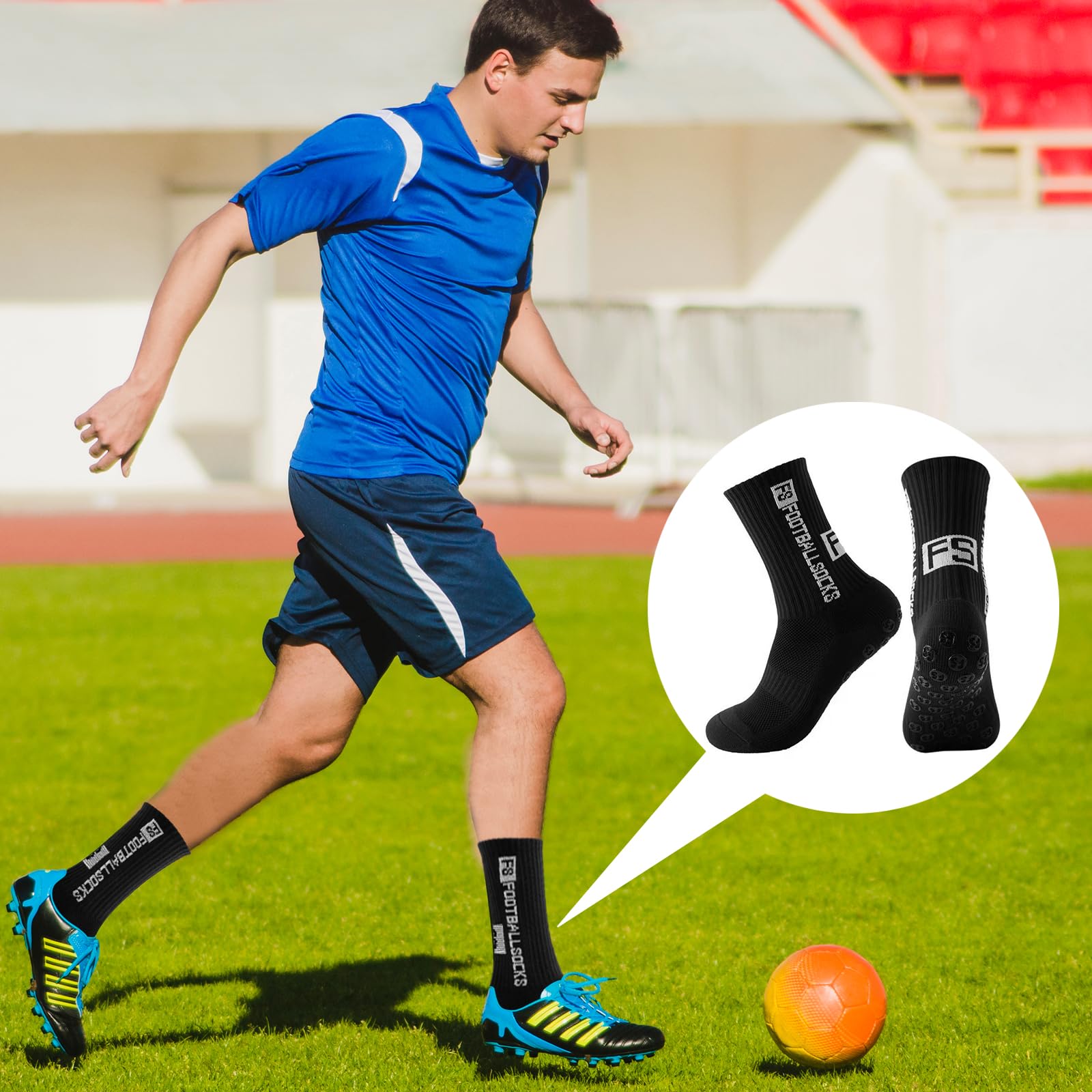 3 Pares de Calcetines de Fútbol Antideslizantes- Para Hombre y Mujer - Calcetines Deportivos para Fútbol, Running y Entrenamiento
