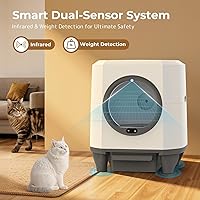 Vista 5 de Caja de Arena Autolimpiable OROLEY, Caja de Arena Automática para Gatos de Gran Capacidad con Control por APP, Sensores de Seguridad, Caja de Aroma