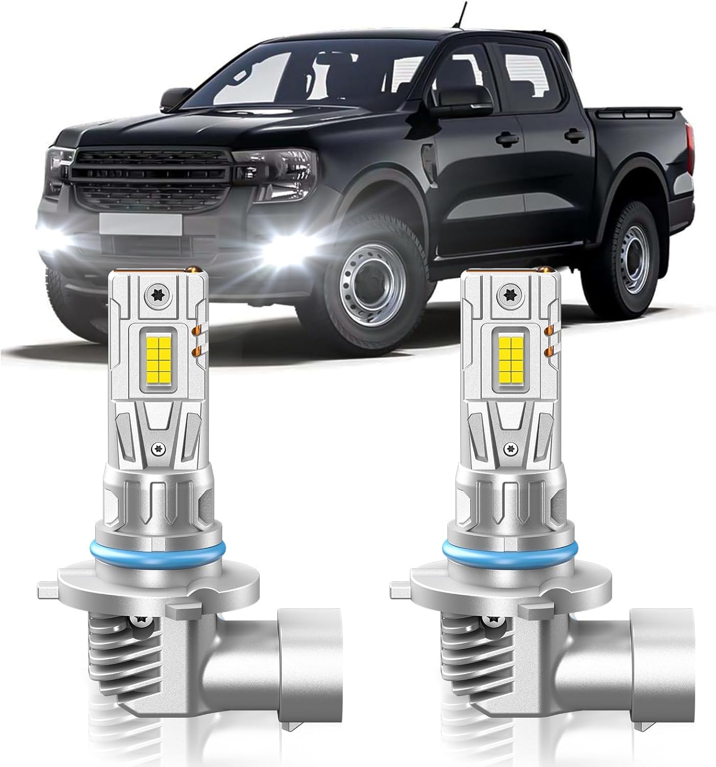 Fit for Ford 2004-2024 F150 2005-2022 F250 F350 F450 Fog Light Bulbs or DRL, 6000K Cool White 700% Brightness, Real 1:1 Size Plug and Play, Pack of 2