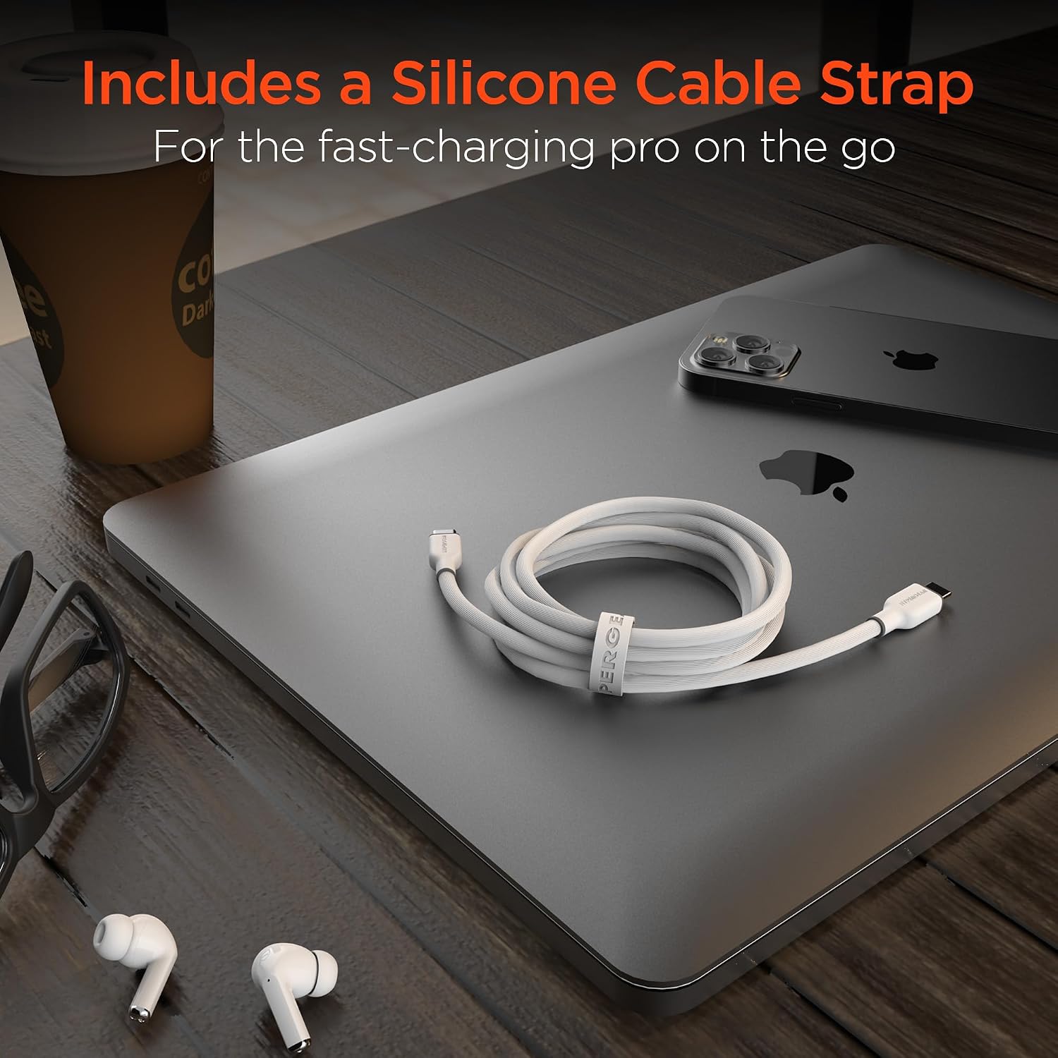 HyperGear USB C to USB C Cable 4ft - 60W White USBC to USBC Cable Fast Charging Cord, CType High Speed Charger Cables, Fast Charging Type-C Cords for iPhone, Android - Durable for Daily Use & Travel