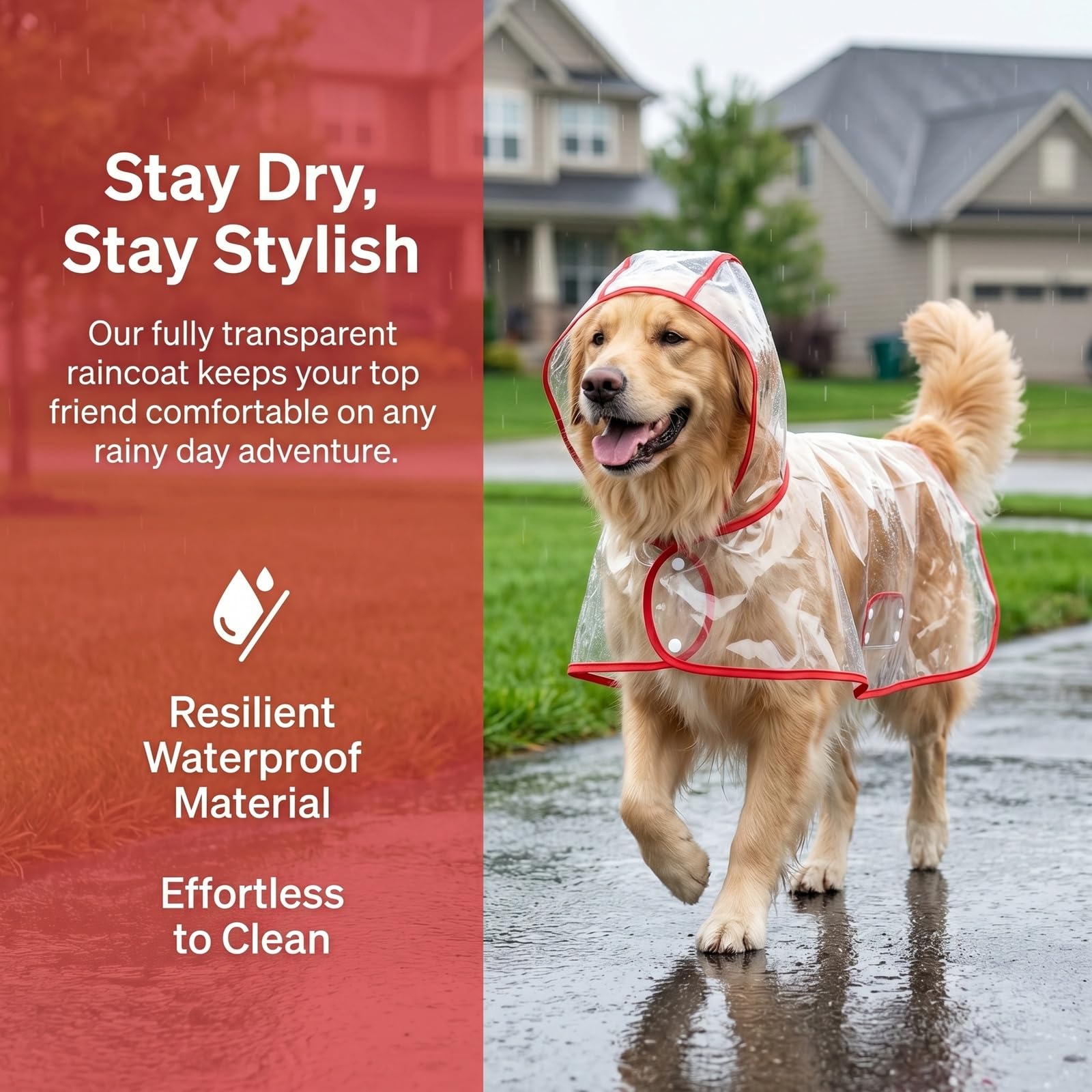 Imperméable pour Chien,S-2XL Veste de Pluie pour Chien avec Capuchon Manteau Chien Imperméable pour Petits Chiens à Grands Veste PE Pluie Chiens pour Sorties, Randonnée Promenades Quotidiennes (XXL)
