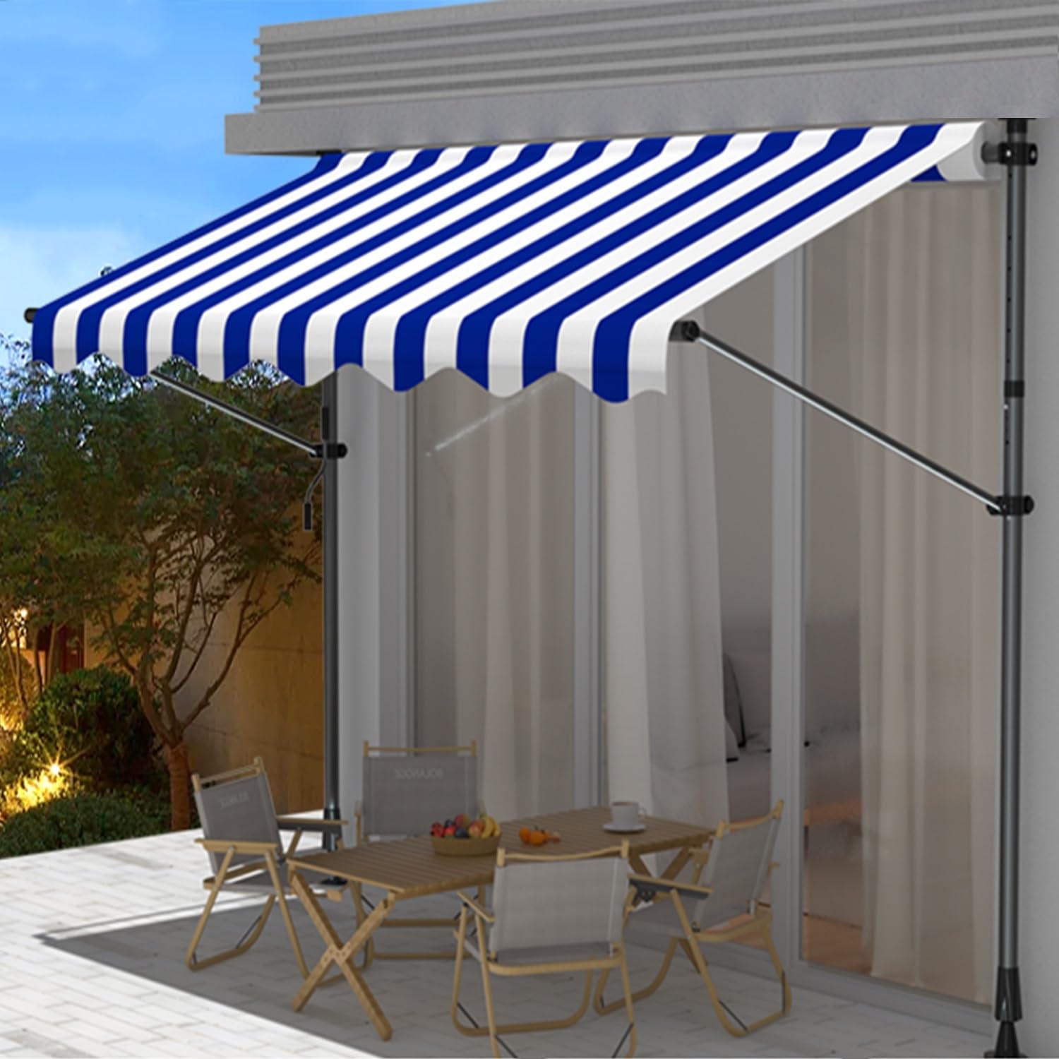 Store latéral rétractable 400 cm avec poignée pour ombrage extérieur