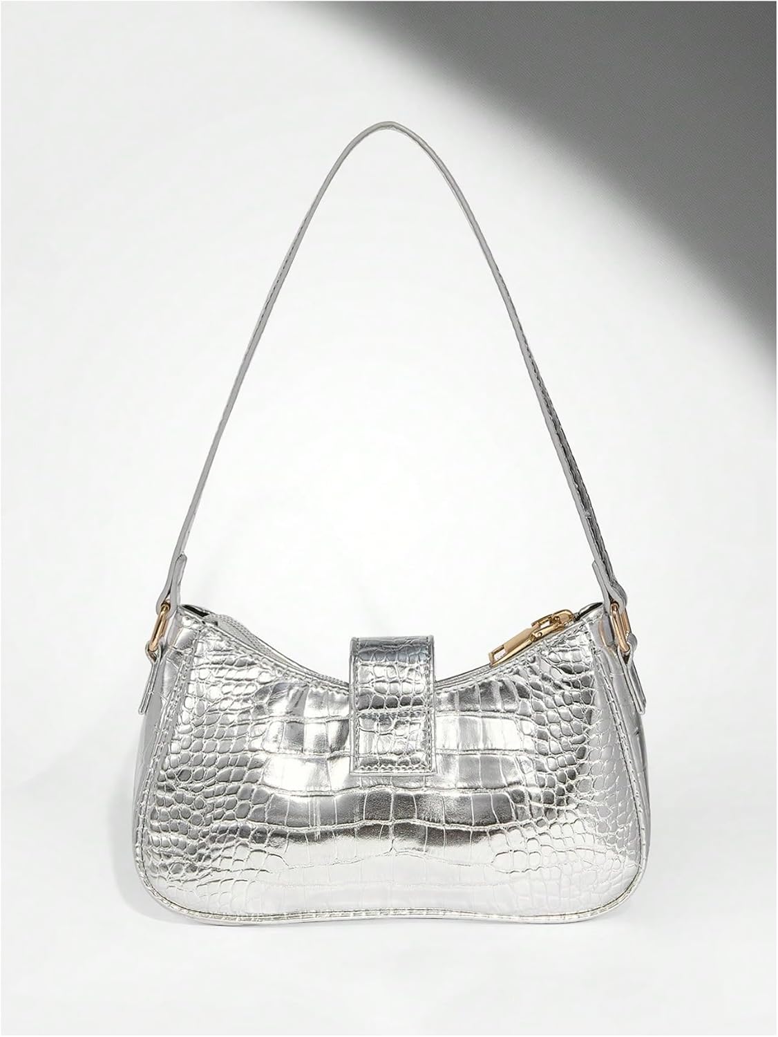 GORGLITTER Women's Y2K PU Leather Shoulder Bag Metallic Buckle Trendy Handbags - Image 4