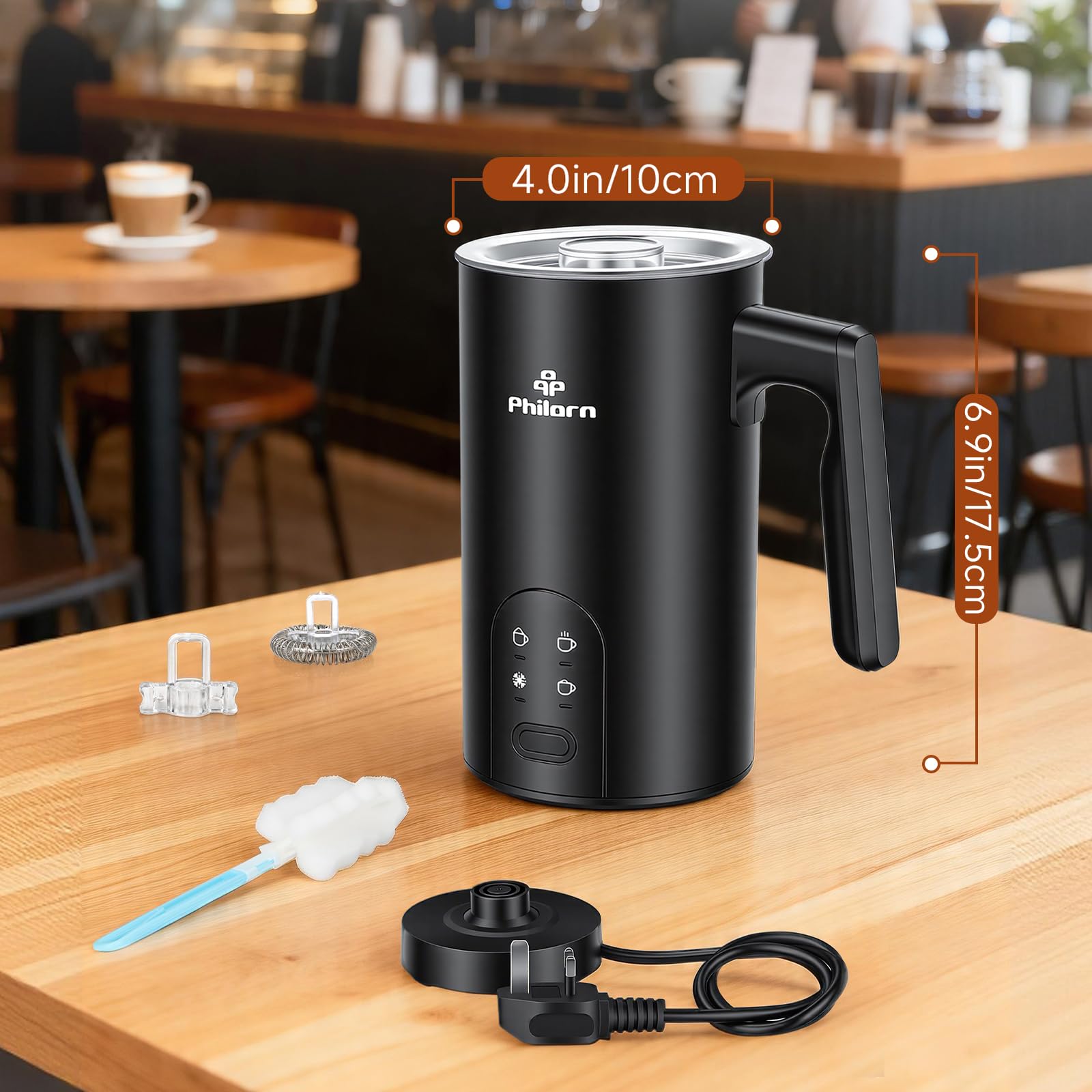 Espumador de leche eléctrico 4 en 1, espumador portátil de mano para bebidas frías y calientes
