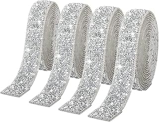 MAYCREATE® 4 Rolls Self Adhesive Bling Rhinestone Strips Diamond Ribbon, Glitter Resin Diamond Belt Sparkling Ribbon Stick... Price In India