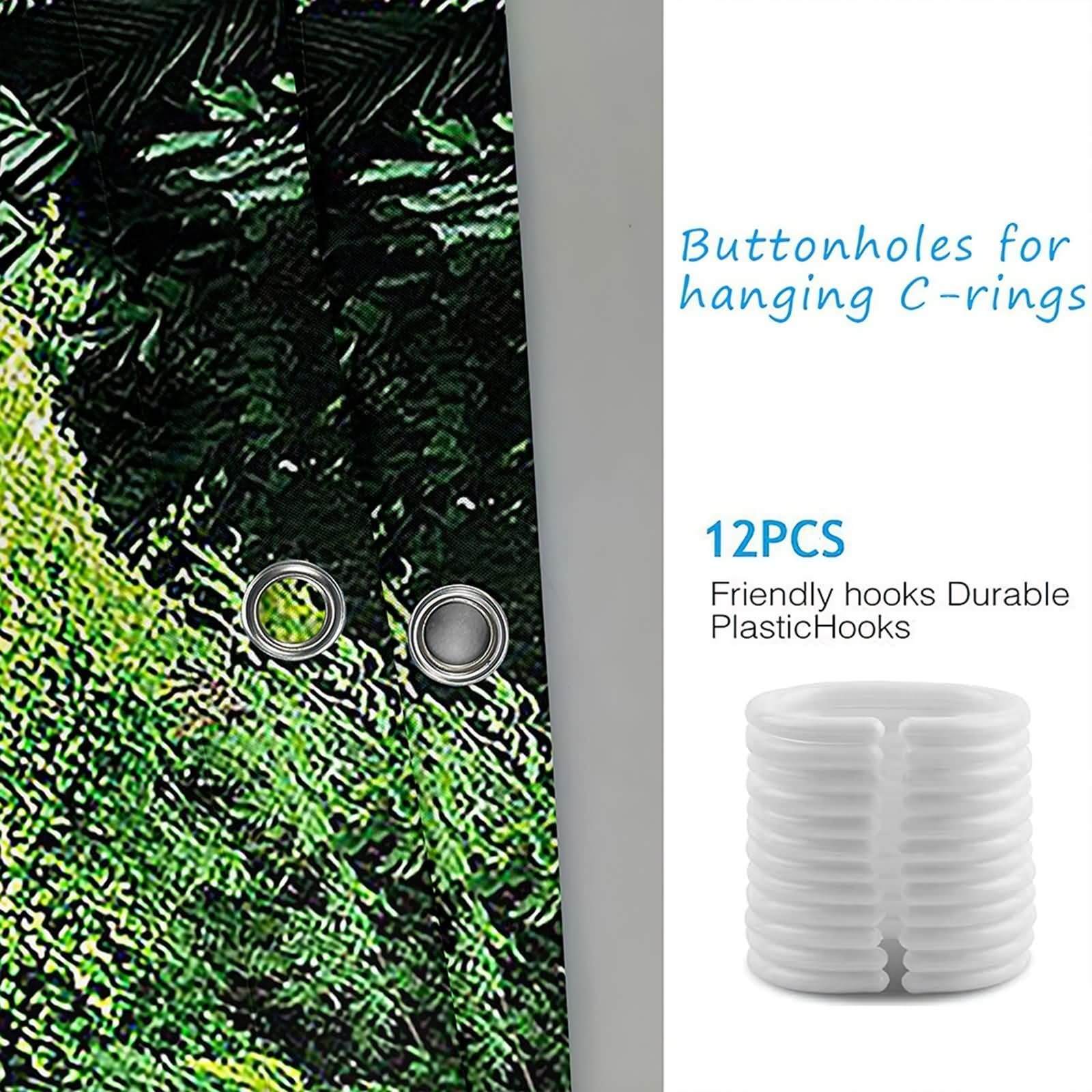 Duschvorhang 180X200, Textil Duschvorhang Grün Wasserfall Fluss Duschvorhang für Damen