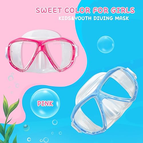 Miniatura 4 de Máscara de buceo para niños, máscara de natación antivaho de 180°, gafas de natación para niños de vidrio templado con cubierta para la nariz