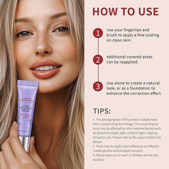 CC Red Correction Cream With Centella - Color Correcting Formula For Blemishes, Red Skin, AcneMarks - Lightweight, Non-Greasy - Hydration Skin And SPF Protection 15ml