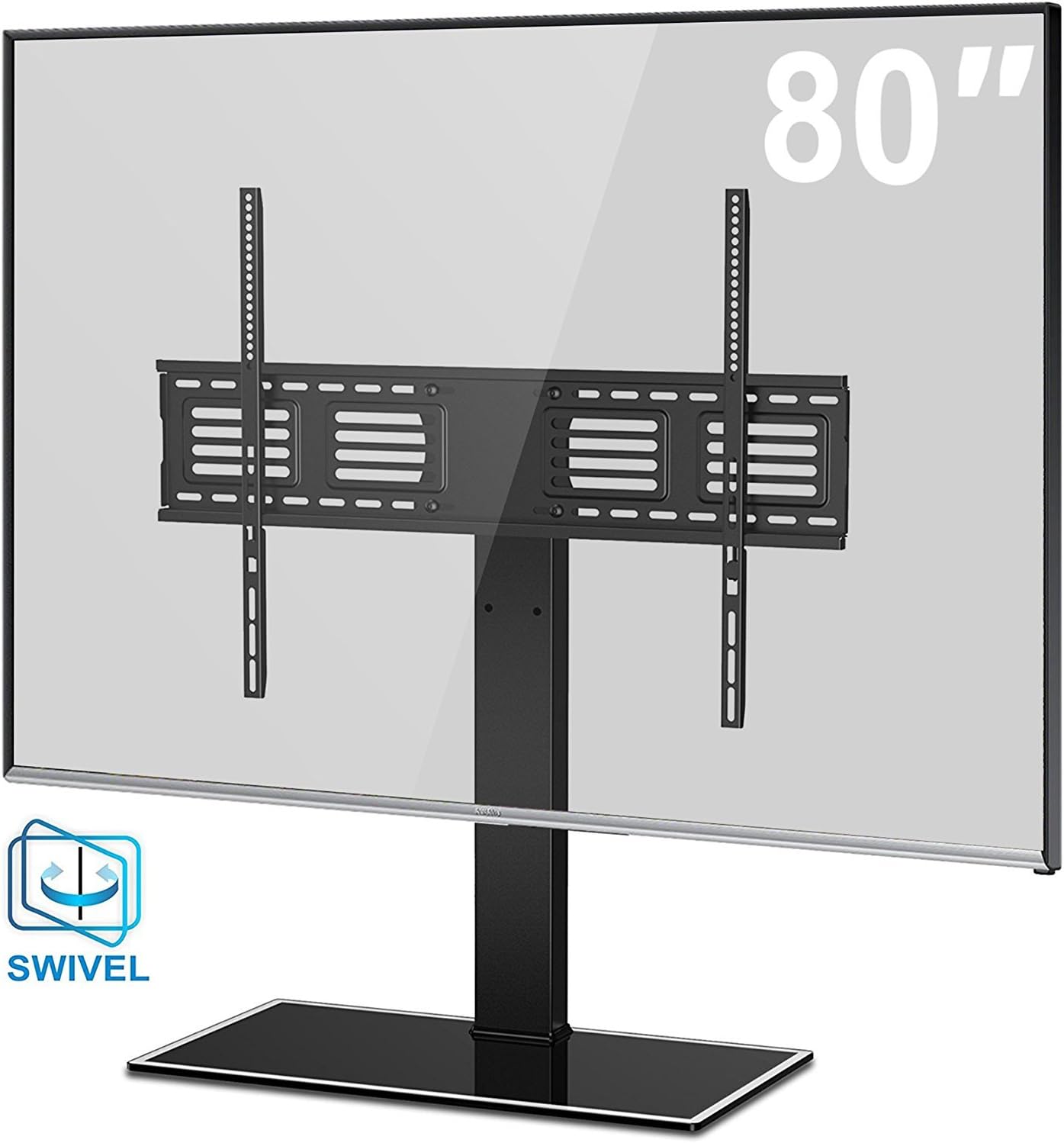 FITUEYES Swivel TV Bracket Stand for 50 to 80 inch LCD LED Flat/Curved Screen, Black Heavy Duty TT107003GB