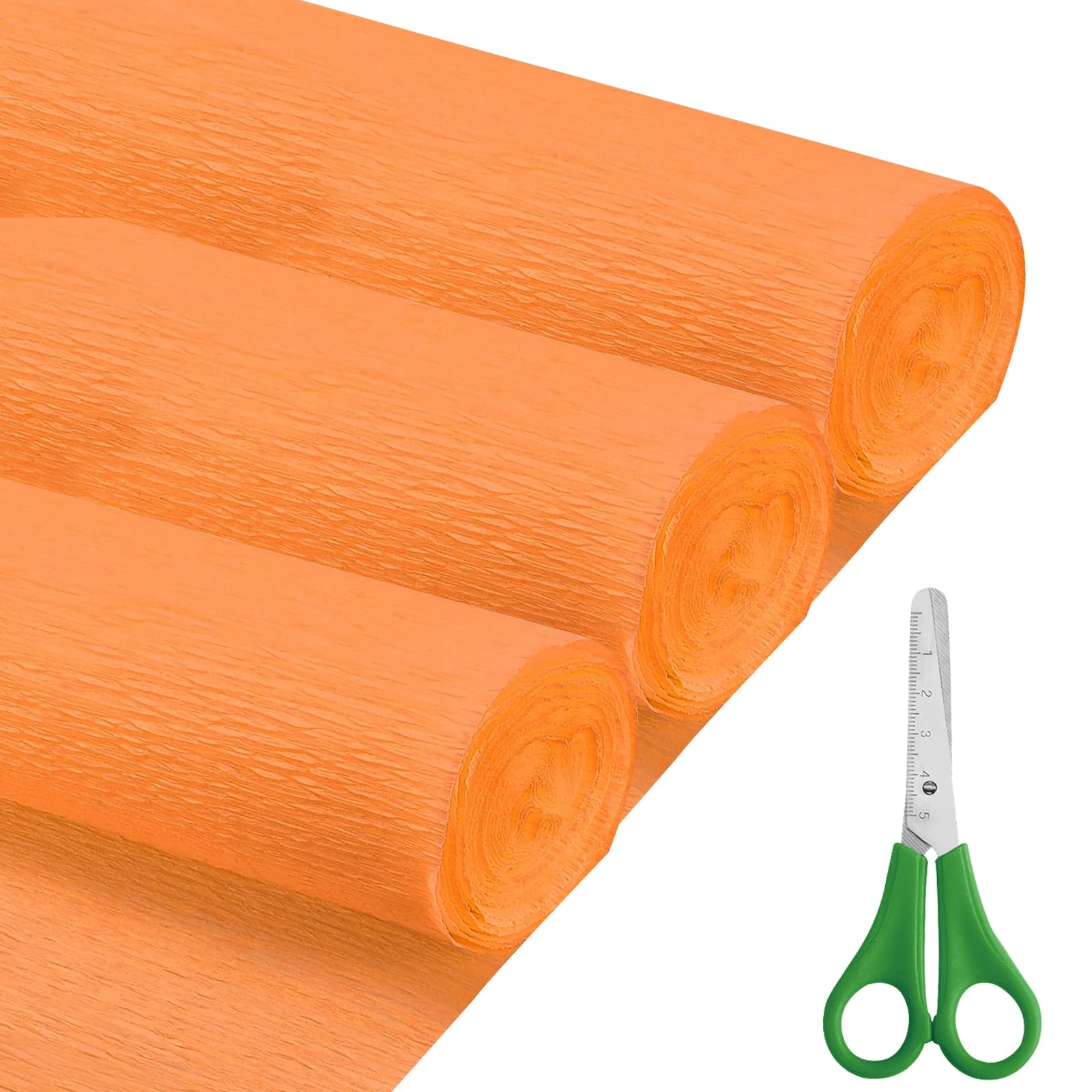 Crepe Paper Rolls (43X250CM), 3 Rolls DIY Gift Crepe Paper Set for Mother's Day, Valentine's Day, Birthday and Wedding Decoration Flowers Making (Orange)