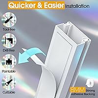 Vista 4 de 212.6in Cord Hider Wall, Cord Covers for 2-3 Wires on Wall, Paintable Cable Hider Raceway, Easier Set-up Wire Hider Wire Covers for Cords on Wall