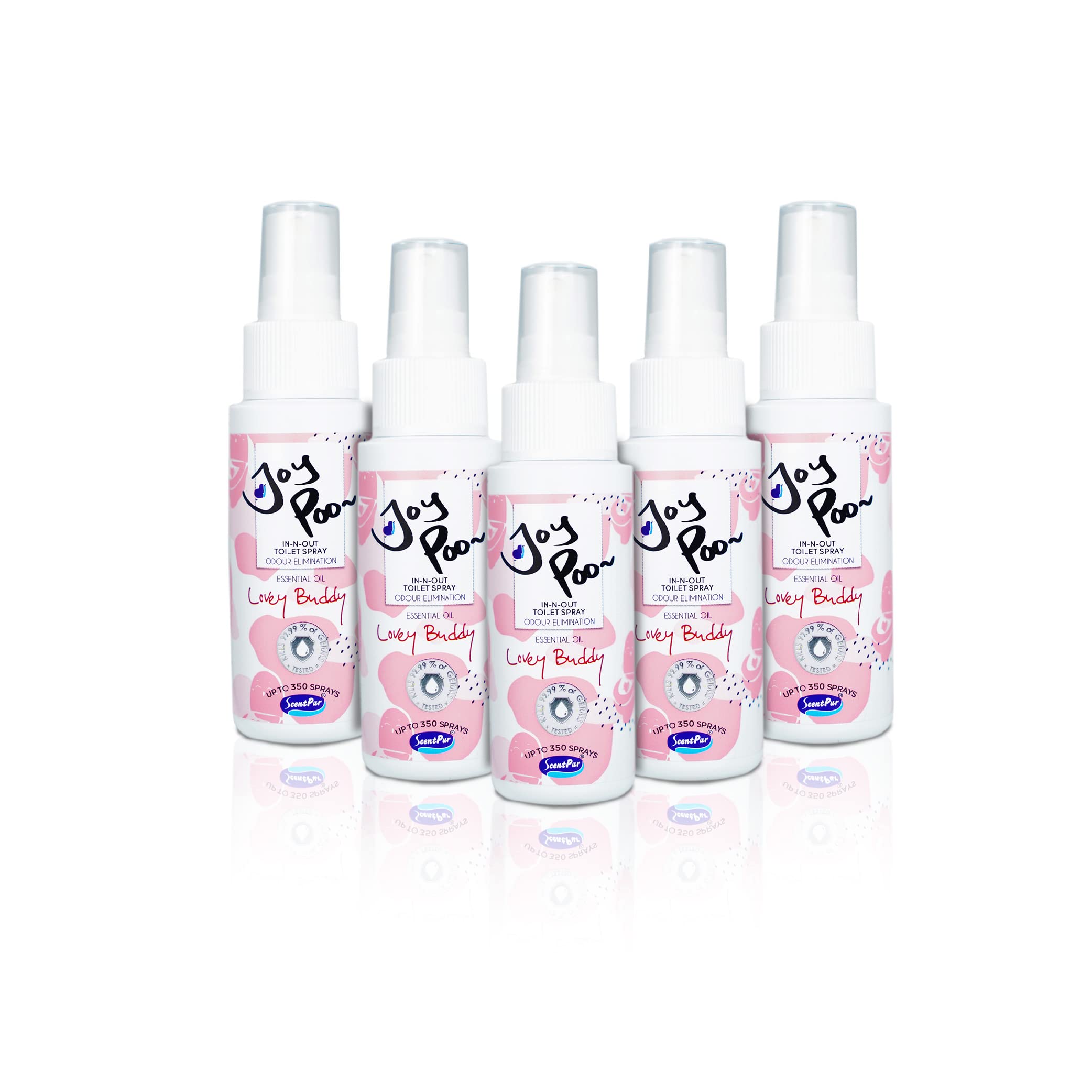 5X JoyPoo Toilet Spray (Lovely Buddy) 2oz/Bottle, Pleasant Fragrance Boost Mood Confidence & Stress 