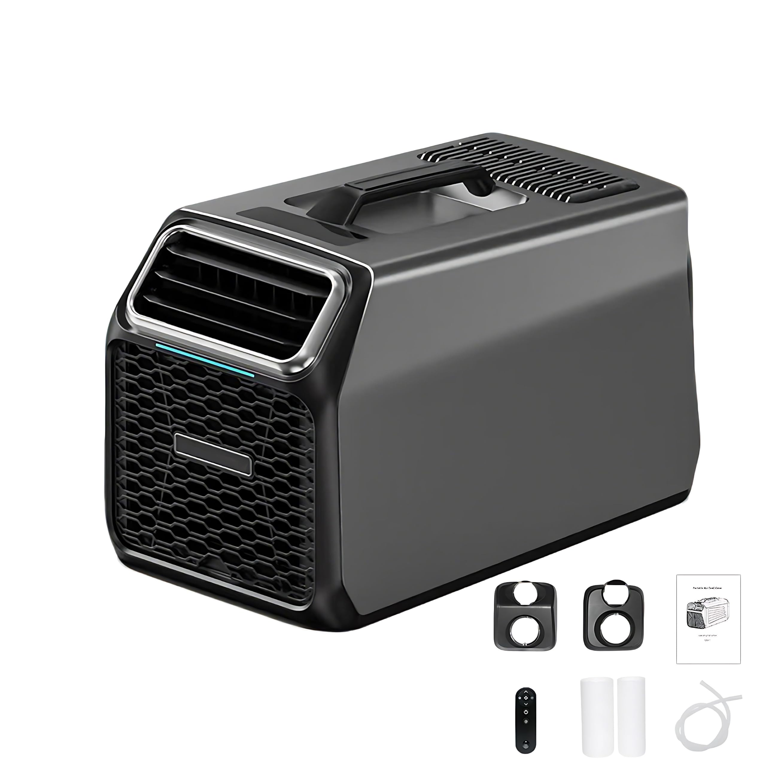 QIUNAOZI Camping Ac Unit For Tent, Portable Air Conditioner For Camping - 3-in-1 Cooling, Dehumidification & 12h Timer, Panel & Remote Control - for 53–86 Sq Ft Camping, Truck Sleepers & Cabins