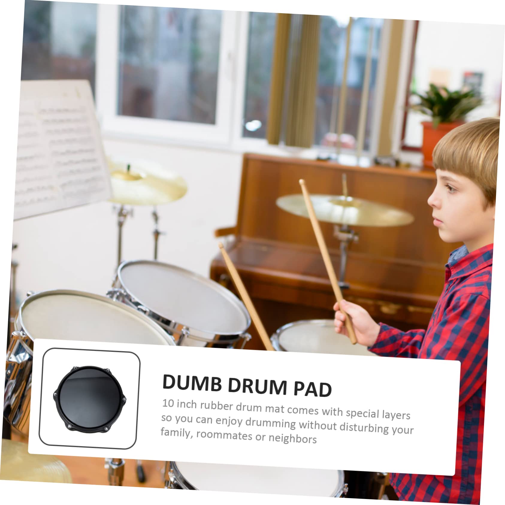 Pad para Practicar Batería de 10 Pulgadas Superficie de Goma, Silenciador Adecuado para Principiantes en Entrenamiento Musical