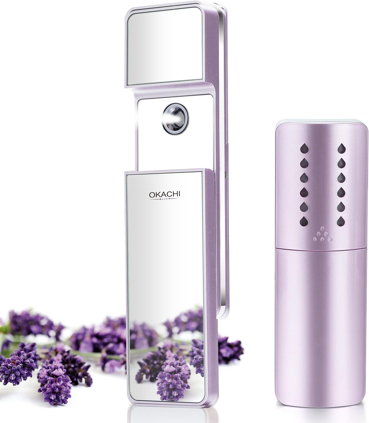 OKACHI GLIYA Portable Nano-Ionic Mist Spray Cool Sprayer Hydrating Refresh Soft Skin Mister Mini Humectant Beauty Skin Care Tool Water Spa 10x More Effective than Facial Mask with Mirror USB Cable¡­
