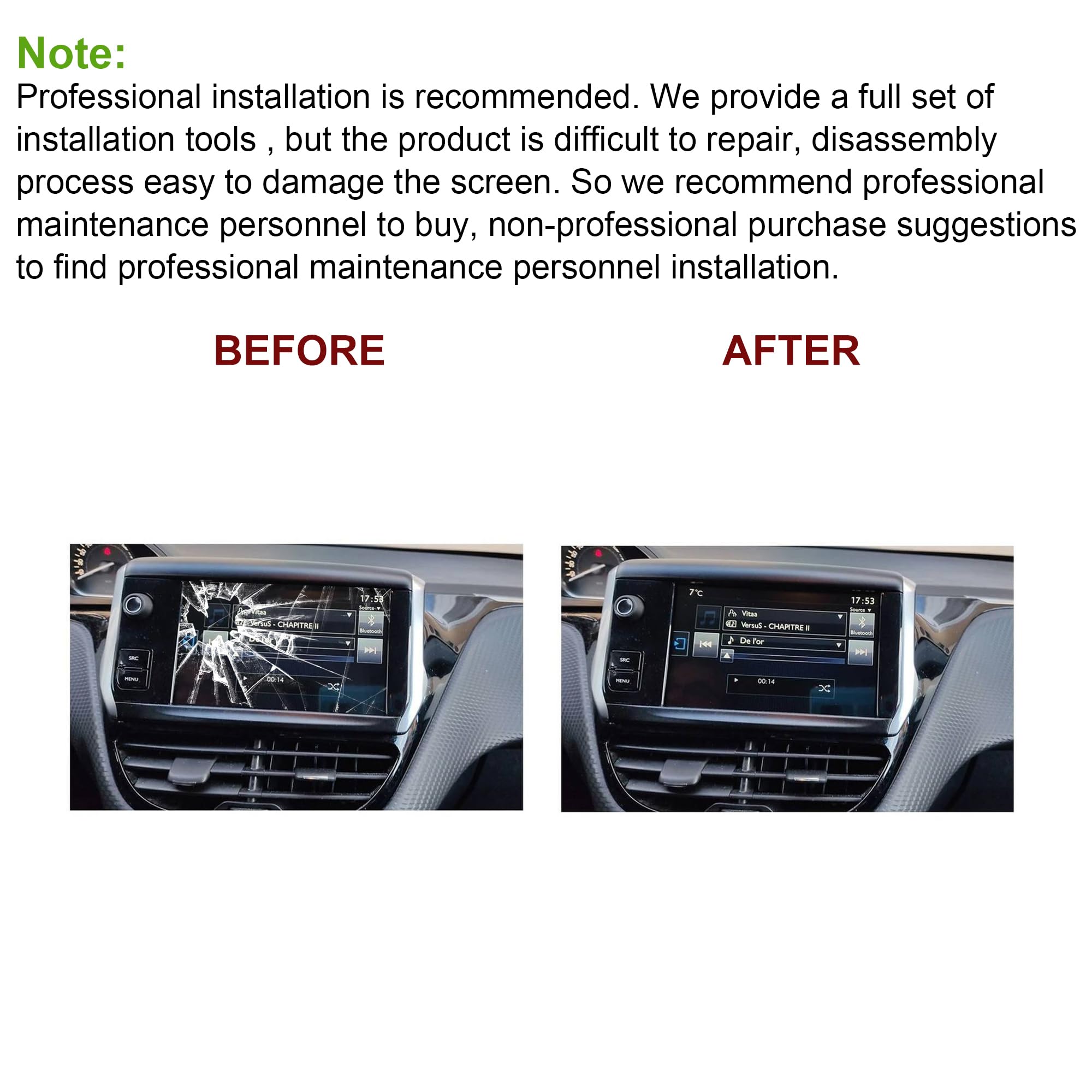Écran LCD compatible avec Peugeot 208 2008 308 Citroën C5 C4l LAM070G004A - Pièces de rechange avec outils gratuits - Pas LCD