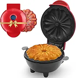 Máquina Elétrica de Bolo Mini 110V Antiaderente Portátil Automática - Assa Rápido (Vermelho)