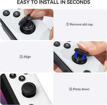 NEWDERY Replacement Joystick Caps Thumb Grips for Nintendo Switch/OLED/Lite, Anti-Slip TPU Diamond Texture Analog Stick Covers for JoyCon Controller Repair Kit Accessories(10pcs)