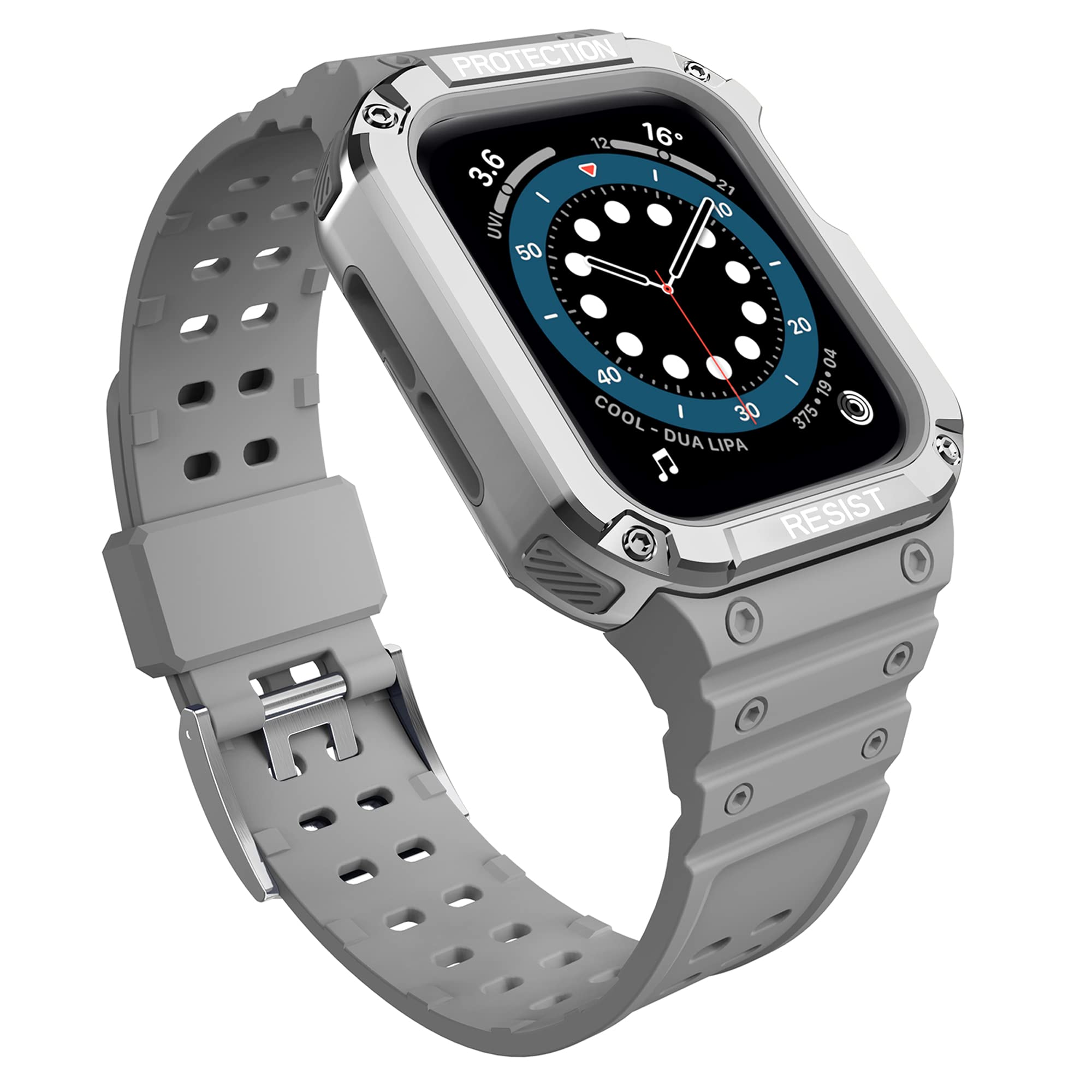 SDEQA Correas Compatibles con Apple Watch Series 1/2/3/4/5/6/SE Banda Deportiva De TPU A Prueba De Golpes Bandas De Repuesto Ajustables para Hombres Resistentes, con Estuche Protector