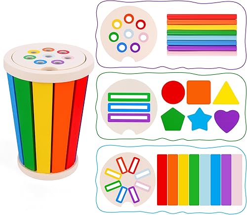 Miniatura 8 de FCSONU Juguetes Montessori para niños y niñas de 1, 2, 3 años, juguetes de aprendizaje para clasificar formas de color para edades de 2 a 4 años,
