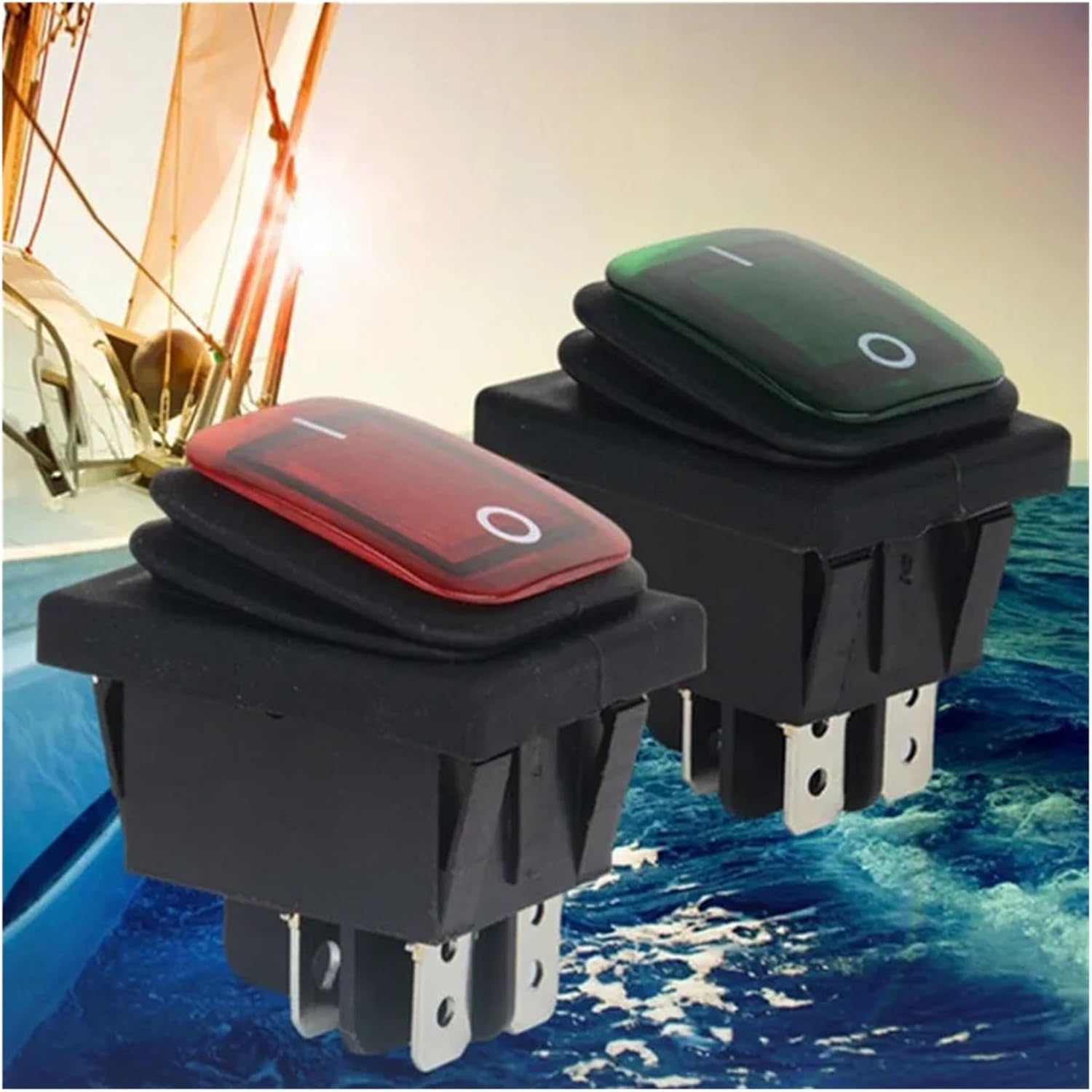 NISZA 1PCS Waterproof 4-pin 12V LED Rocker Toggle Switch instantaneous car Boat Marine Switch