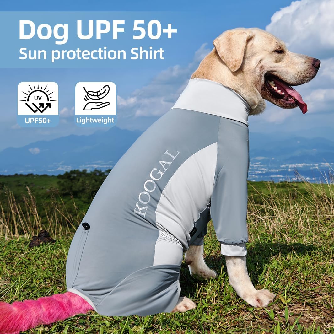 Dog Cooling Pajamas, Large Pet Recovery Surgical Suit, One-Piece Elastic Rehabilitation Clothing for Medium and Large Dogs (ICE Cold Clothing-Grey, 5XL-Suitable for 75-94lb)