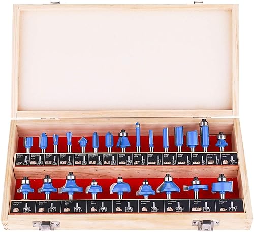 KOWOOD Juego de brocas de enrutador de 24A piezas de 14 pulgada en forma de T para usuarios comerciales y principiantes