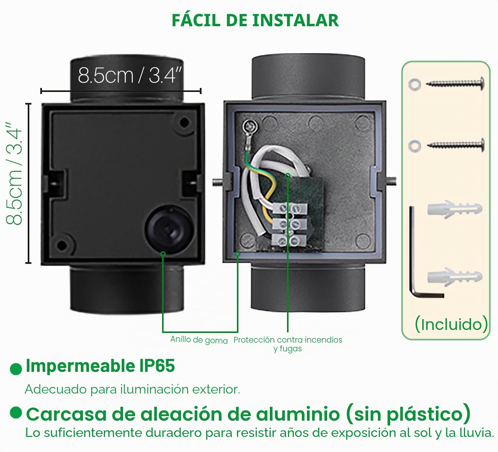 EBION Aplique de Pared Exterior Arriba Abajo,IP65,Aluminio