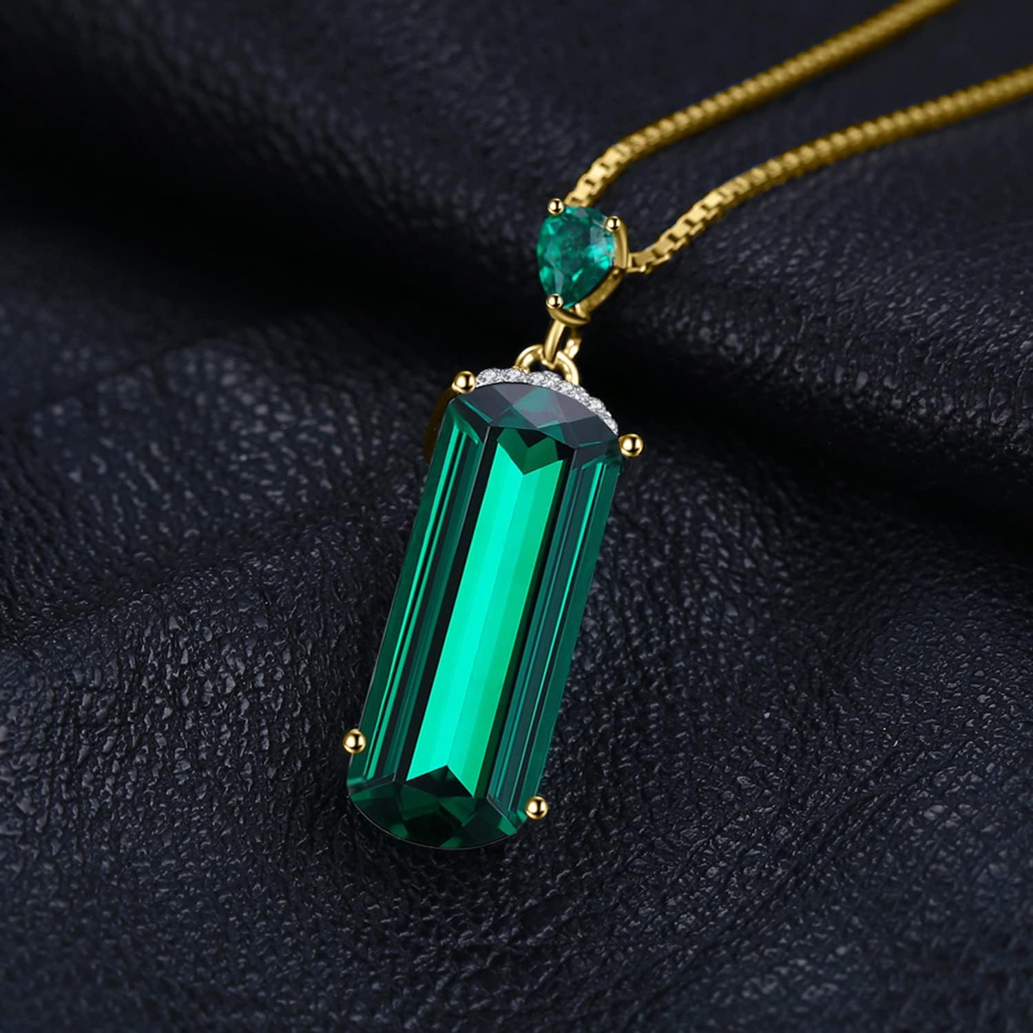 JewelryPalace 4.4ct Fancy Cut Simulated Green Nano Emerald Pendant Necklace for Women, 925 Sterling Silver White Yellow Rose Gold Plated Necklace, Fashion Gemstone Gift for Girl 18 Inches Chain - Image 5