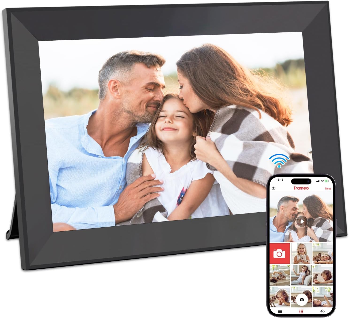 Cornice Digitale WiFi 10 Pollici - Touch Screen IPS, Auto-Rotazione, Condivisione App Frameo - 1280x800 - Foto 12