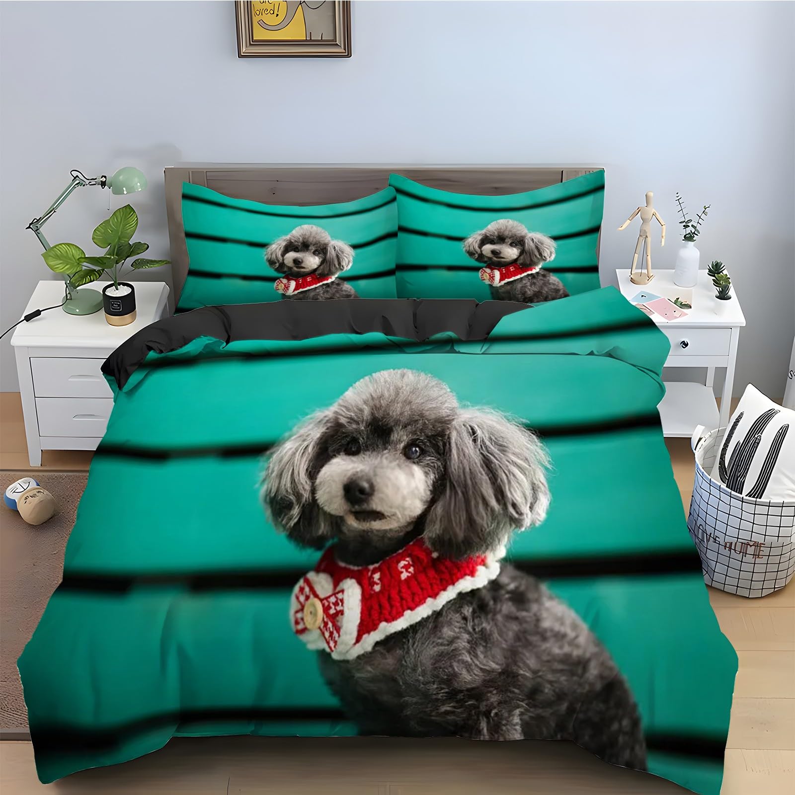 Parure de lit chiot 3 pièces pour grand lit de chambre familiale