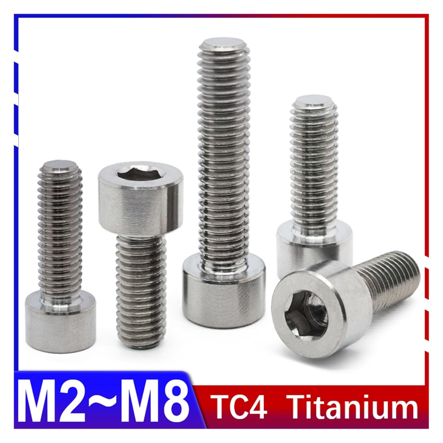 TC4 Alloy Cup Head Socket Cap Screw Cylinder Ti-6Al-4V Bolt M2 .5 M3 M4 M5M6M8 Bicycle Model Aircraft(45mm,M4 (2Pcs))