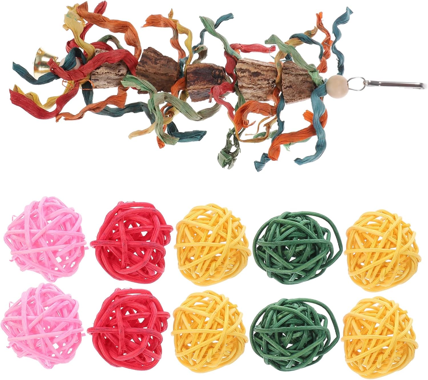 VICASKY 1Set Bird Chewing Kit Wooden Hanging Blocks Rattan Balls for Parrots Macaws and Parakeets Engaging Beak Trimming and Foraging Accessories for Bird Cage Decoration VICASKY 1Set Bird Chewing Kit Wooden Hanging Blocks Rattan Balls for Parrots Macaws and Parakeets Engaging Beak Trimming and Foraging Accessories for Bird Cage Decoration
