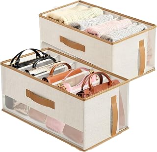 Handbag Organizer, Foldable Wardrobe Tote Holder, Wardrobe Basket, for Jeans Sweater Pants T Shirts Clothing Bras Scarves Shelf