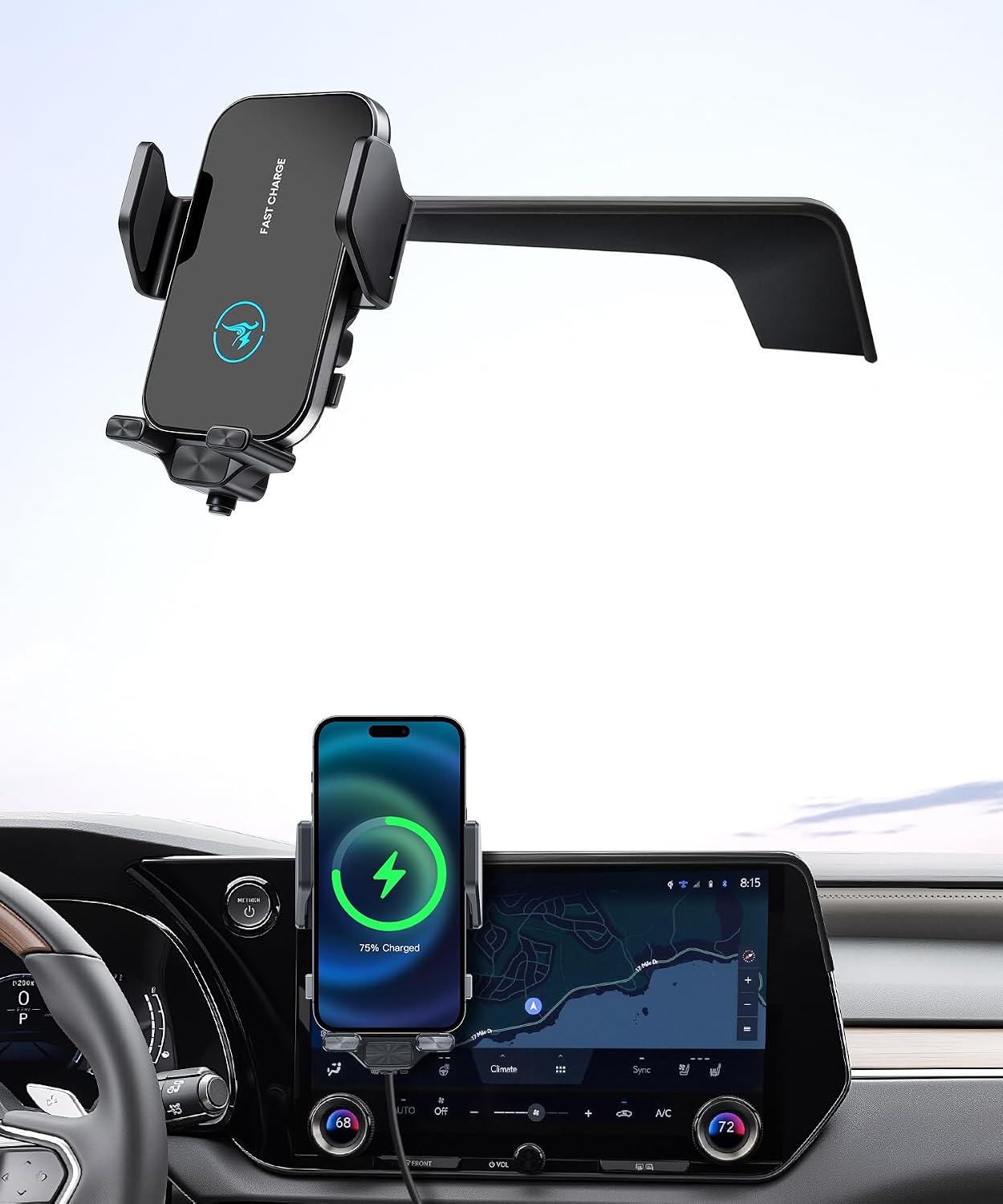 15W Wireless Fast Charger for Lexus RX/RX Hybrid 2023-2026 Accessories 14 inch Screen Fixed Clip, Interior Decoration Mobile Phone Mount, Vehicle-Specific Custom Mount
