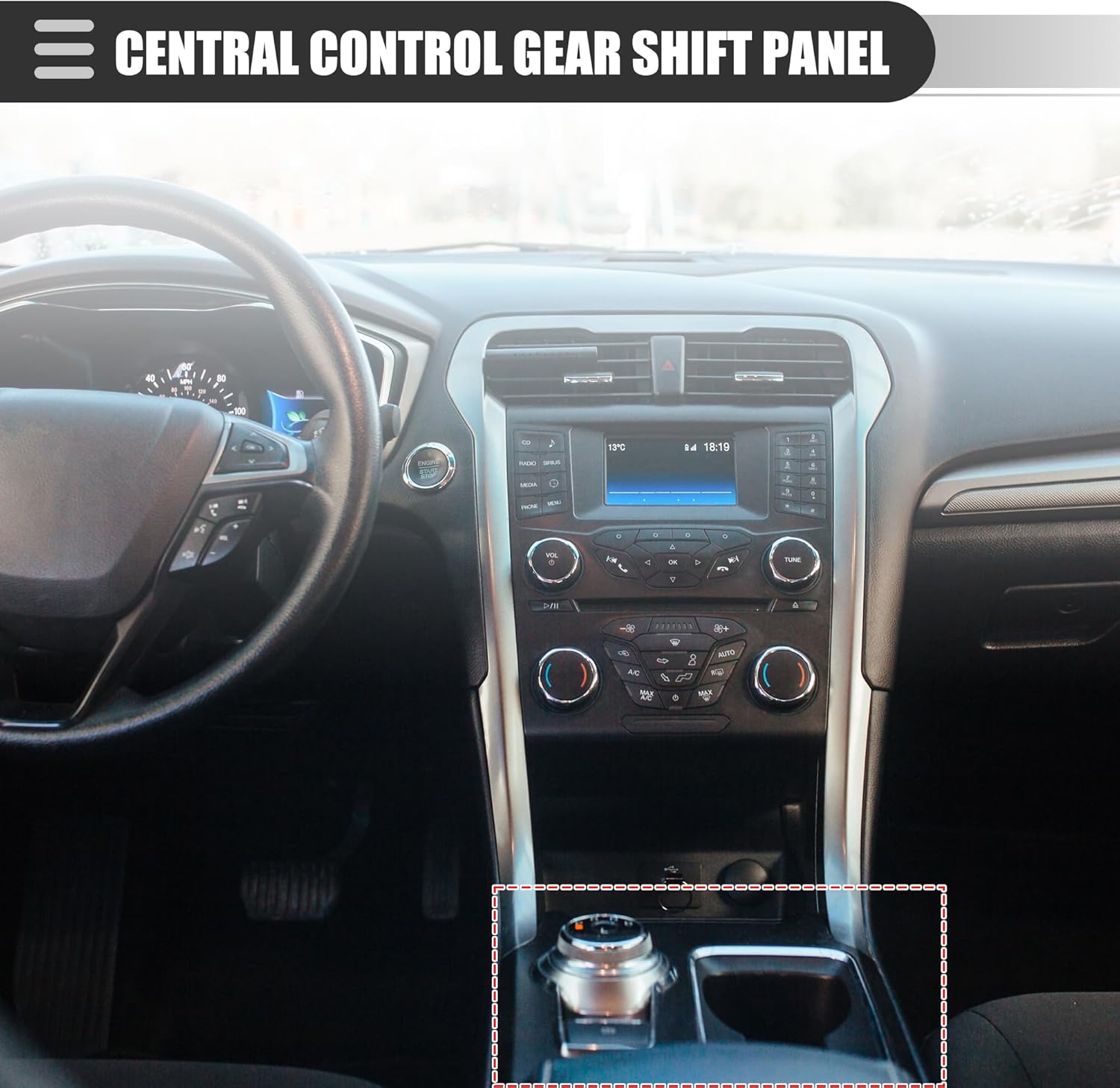 Motoforti Central Control Gear Shift Panel Cup Holder Cover, Interior Decoration Accessories, for Honda Ridgeline 2020-2023, ABS, Carbon Fiber Pattern Black