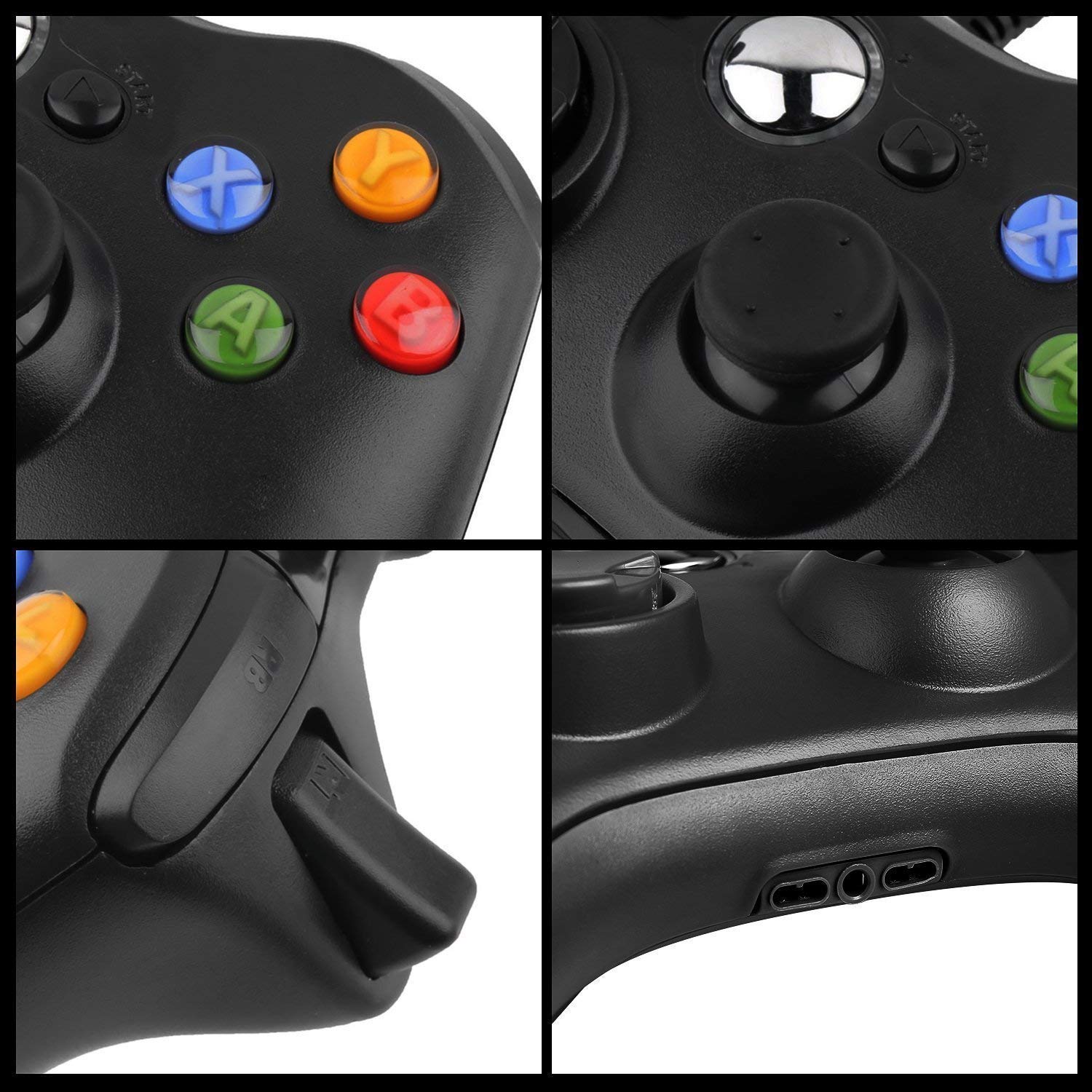 Sollop USB Wired Game Controller,Gamepad Compatible with for Xbox 360/Xbox 360 Slim/PC Windows 7, Joypad with Shoulders Buttons(Black)