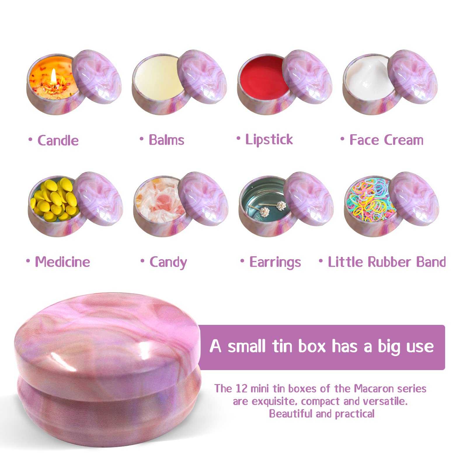 LELE LIFE 12 Pack Thick Mini Candle Tins, Colorful Empty Jars with Lids for Lip Balm Containers & Small Pill Box - Image 4